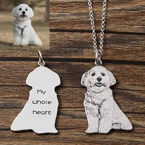 Personalized Pet Memorial Necklace �Custom Engraved Cat & Dog Pendant