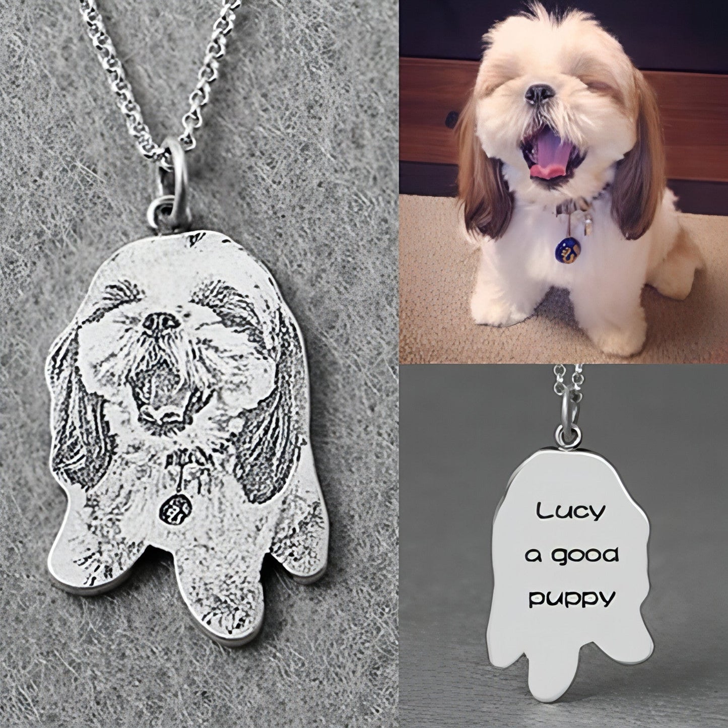 Personalized Pet Memorial Necklace â€?Custom Engraved Cat & Dog Pendant